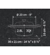 סיר 20 ס"מ 2.8  - מידות - B&H